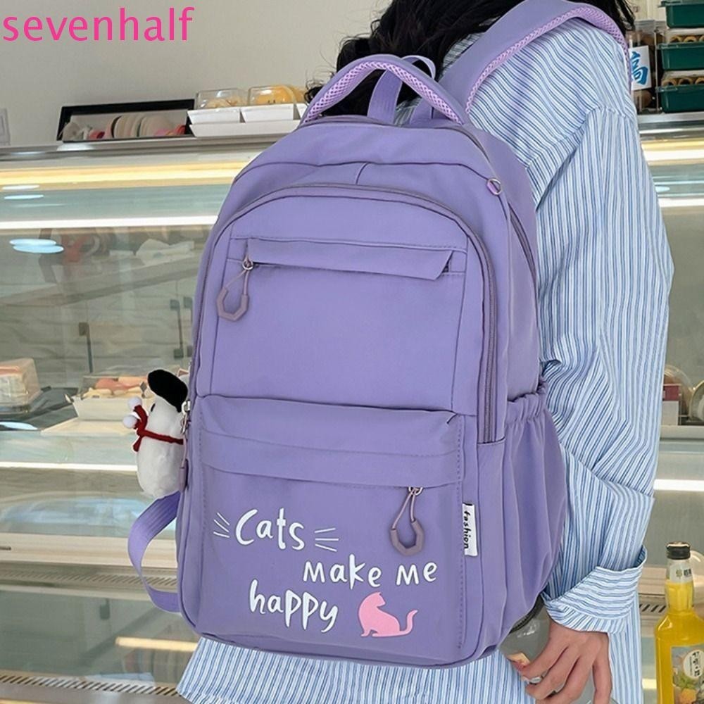 กระเป๋าเป้นักเรียน SEVENHALF, กระเป๋านักเรียนน่ารักกันน้ํา, ความจุสูงมัลติฟังก์ชั่น Kawaii น้ําหนักเบากระเป๋าสูงประถมศึกษาเด็กนักเรียนวิทยาลัย