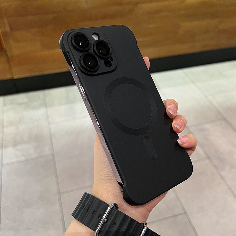 สีเมทัลลิค Hard PC เคสโทรศัพท์ไร้กรอบสําหรับ iphone 15 Pro max 14pro 13 12 11 Pro max แม่เหล็กชาร์จไร้สายสําหรับ iphone 15pro 13pro 12pro - รูปที่ 5