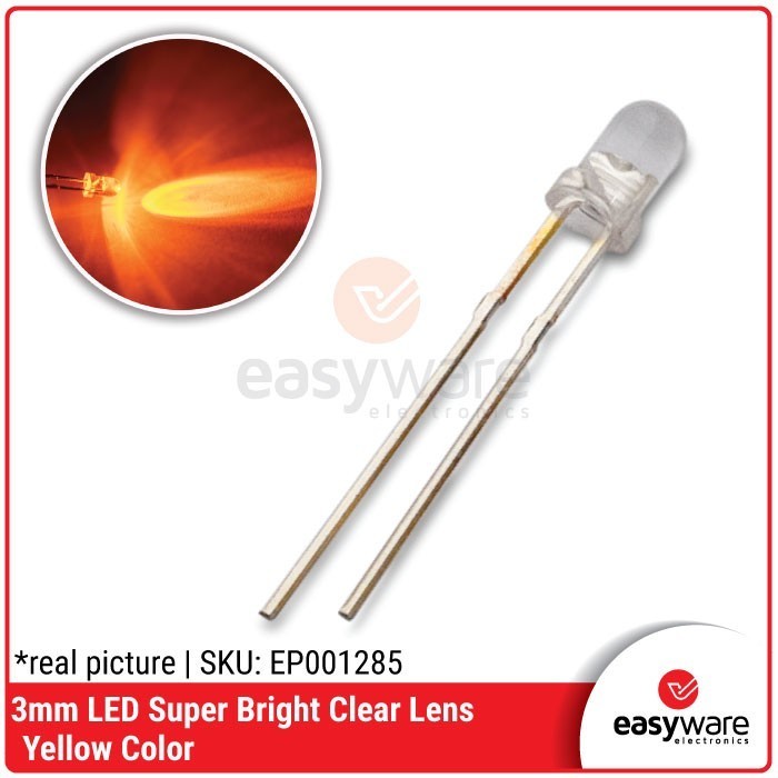 DC99 LED 3mm Super Bright Yellow 3mm LED Superbright Yellow LED F3 สีเหลือง