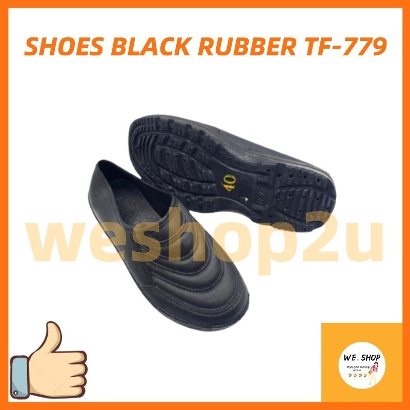 รองเท้า Kampung ยางสีดํารองเท้ากันน้ํารองเท้ายางรองเท้าสีดํารองเท้า Kerja สีดํา BOWLING TF-779