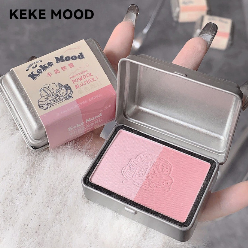 KEKE MOOD บลัชออนกล่องดีบุกเพนนินซูล่า บลัชออนทูโทน โทนชมพูฝุ่น บลัชออนเนื้อแมท ลุคเกิร์ลลี่