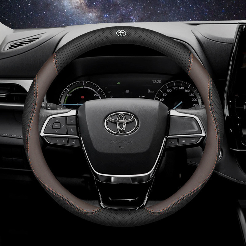 พวงมาลัยรถสําหรับ Toyota Wish Hilux Yaris Rush GR Corolla Cross Avanza Innova Veloz Fortuner Alphard Altis Camry Harrier หนังพวงมาลัยอุปกรณ์ตกแต่งภายใน - รูปที่ 2