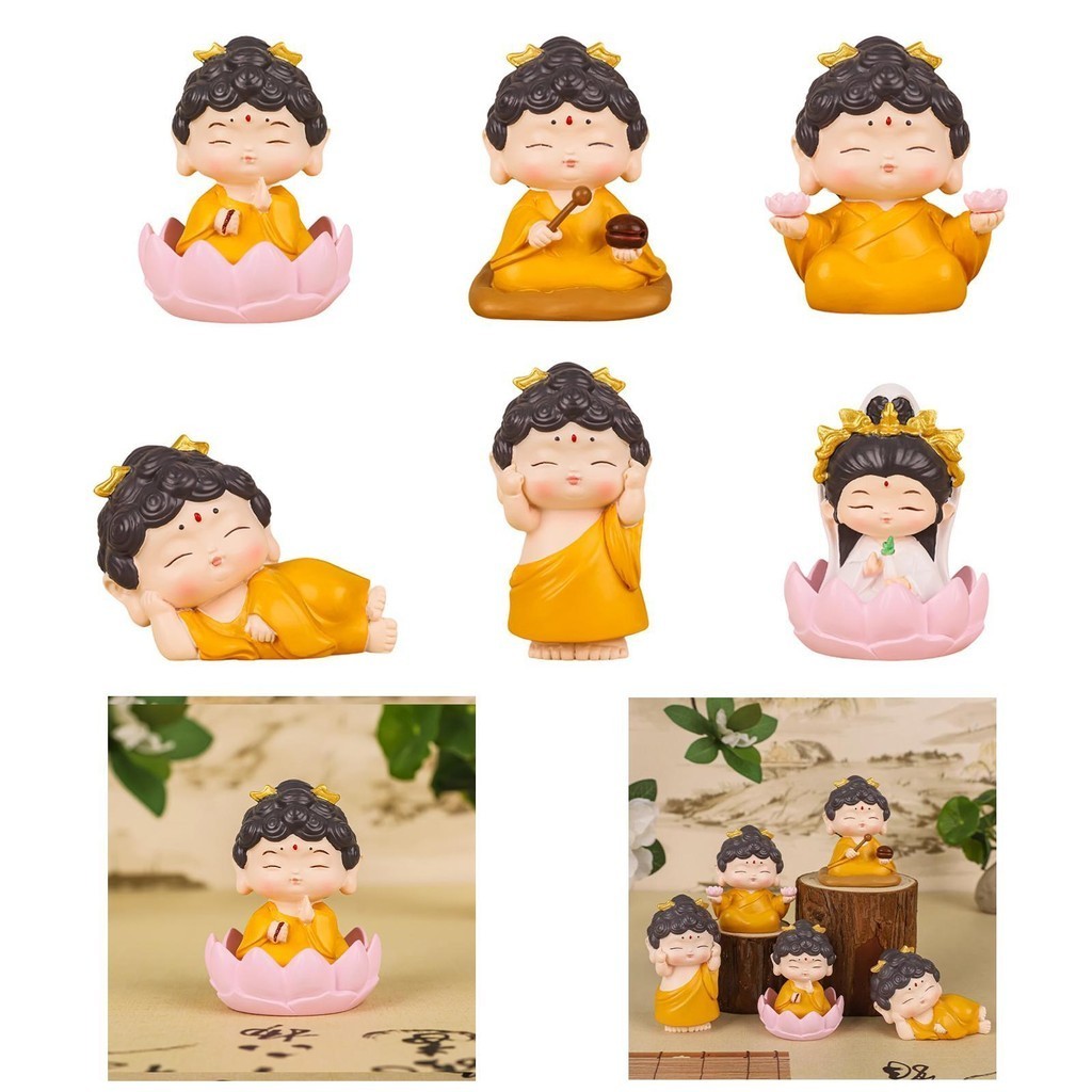 [Homyl1 ] พระพุทธรูปแบบพกพาหัตถกรรมอเนกประสงค ์ Miniature Centerpiece ของขวัญสําหรับชั ้ นวางหนังสือสํานักงานโรงแรม