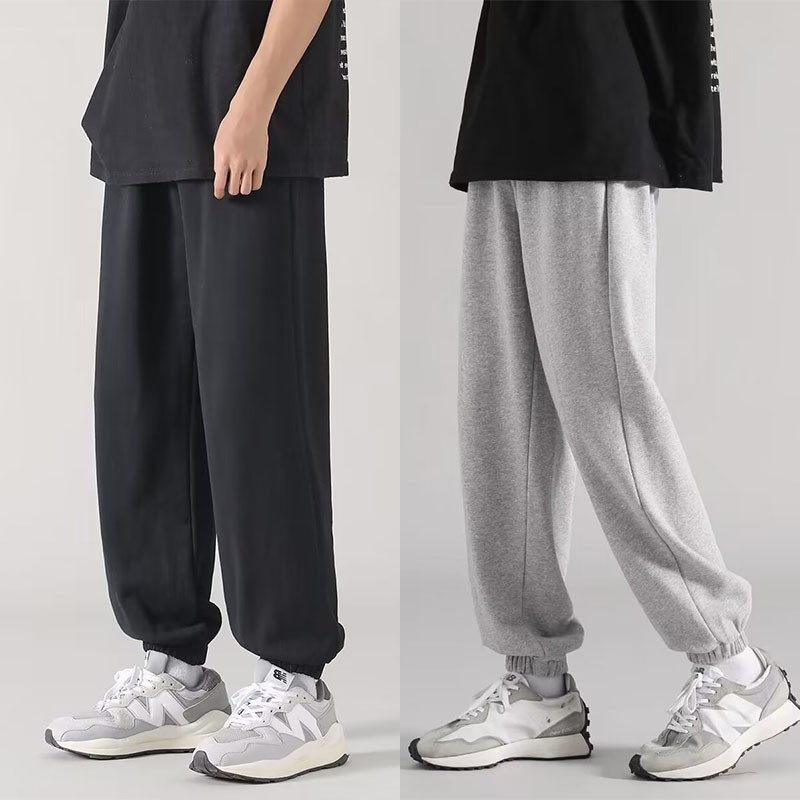 M-5xl ผู ้ ชายฤดูร ้ อนหลวมสบายๆขากว ้ าง Jogging Sweatpants สีทึบกีฬา Joggers กางเกง Plus ขนาดสีดํา \ สีเทา
