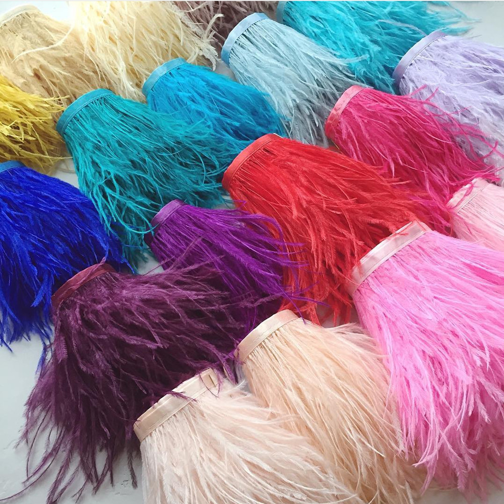 1 เมตร Multicolor นกกระจอกเทศ feathers ตัดริบบิ ้ น 8-10 ซม.ขนนกธรรมชาติสําหรับชุดเสื ้ อผ ้ าชุดตกแต ่ งเย ็ บหัตถกรรม