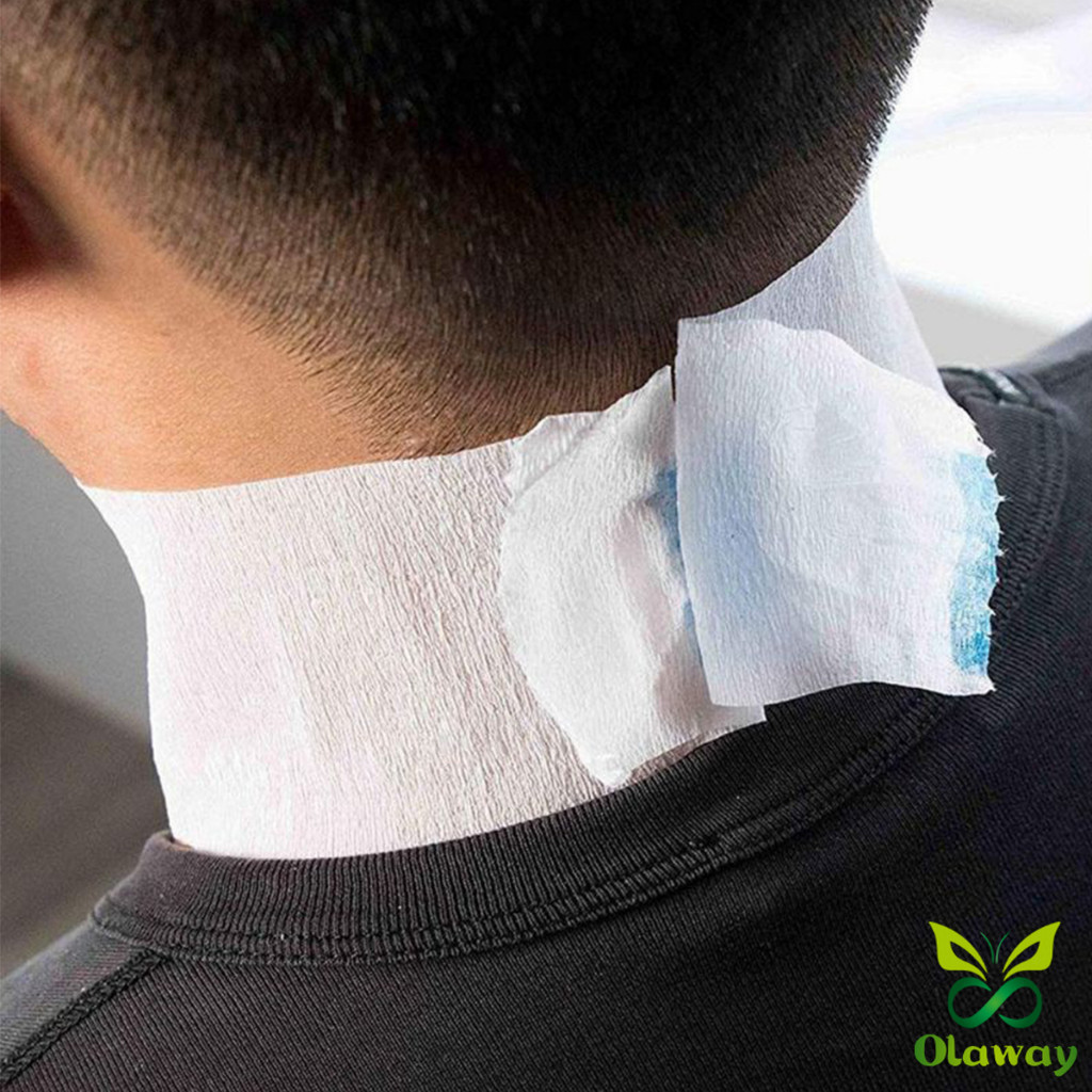 Olaway กระดาษรองคอตัดผม มีกาวในตัว ม้วนใหญ่ 80แผ่น/ม้วน. กระดาษพันคอก่อนตัดผม Neck paper ราคา ถูกที่สุด ดีลบีเคเค แกลเลอรีภาพที่ 6