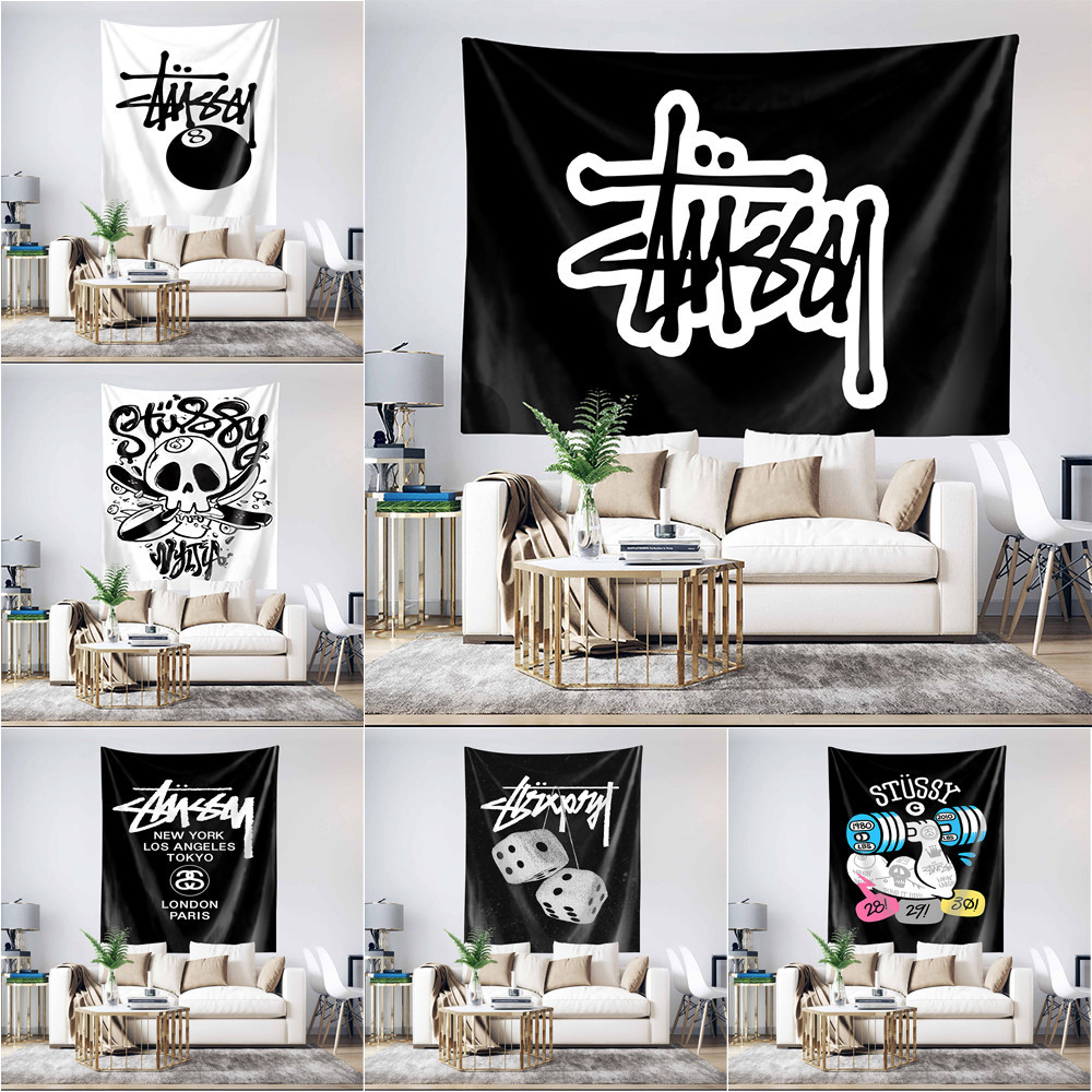 Art Stussy โลโก ้ Wall Tapestry พร ้ อมคลิปโพลีเอสเตอร ์ Tapestries ห ้ องนอนแขวนผนัง Tapestry ตกแต ่ งบ ้ าน