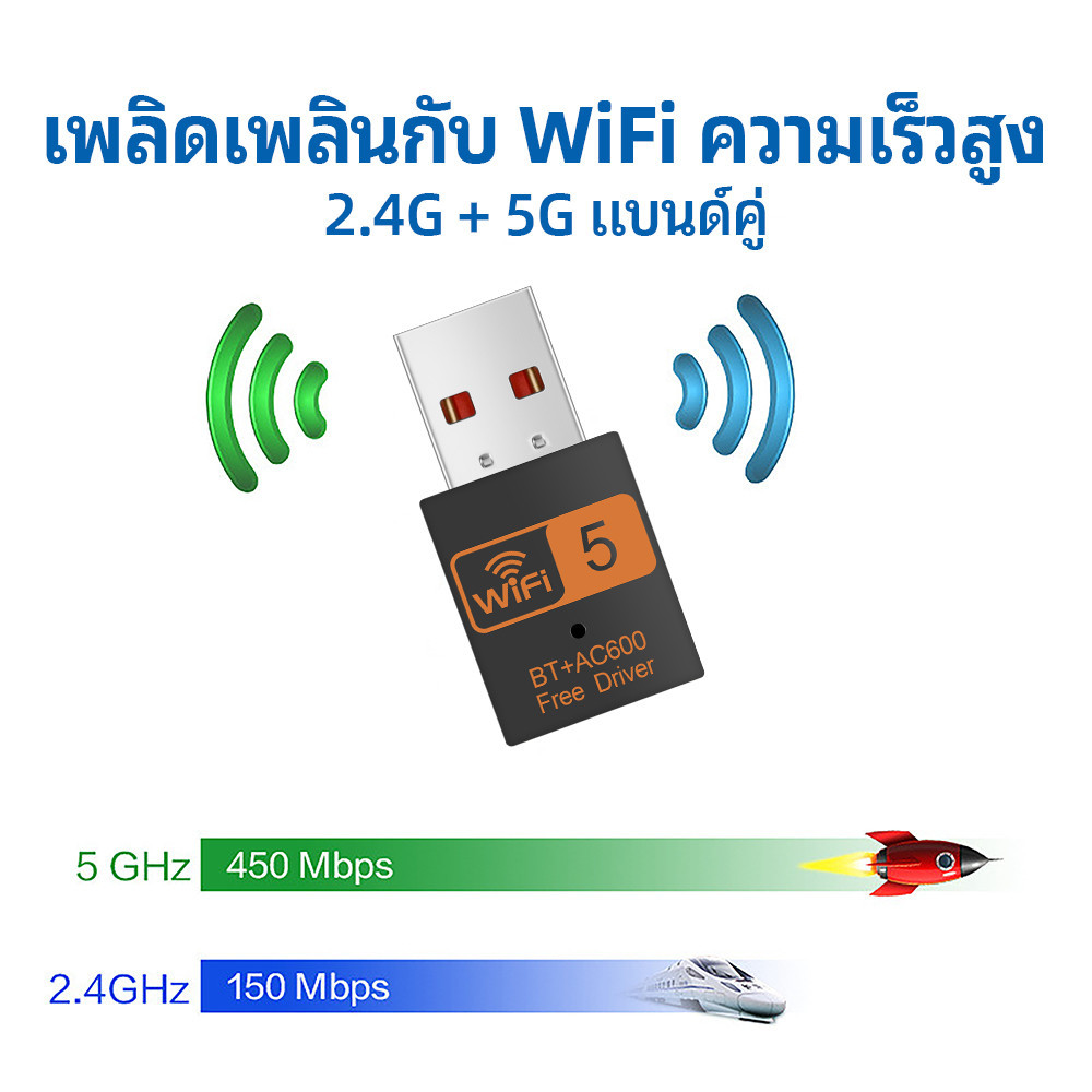 (พร้อมส่ง) 2 in 1 ตัวรับสัญญาณ บลูทูธ + ไวไฟ USB Bluetooth และ Wifi รับได้ทั้งความถี่ Dual Band AC 2.4 GHz และ 5 GHz