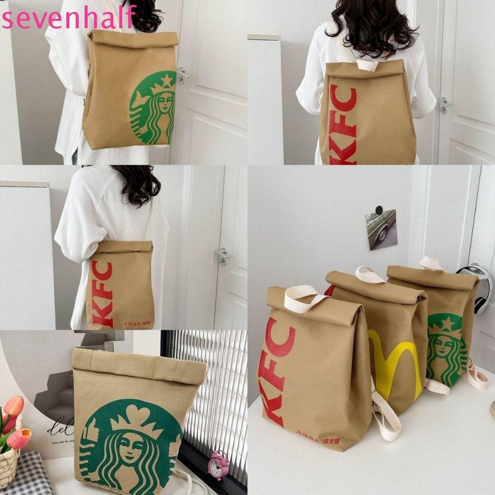 กระเป๋าเป้สะพายหลัง เจ็ด, จดหมายผ้าใบ เคเอฟซี กระเป๋าเป้สะพายหลังบุคลิกภาพความจุขนาดใหญ่กระเป๋าสะพายสตาร์บัคส์กระเป๋าหนังสือวัยรุ่น
