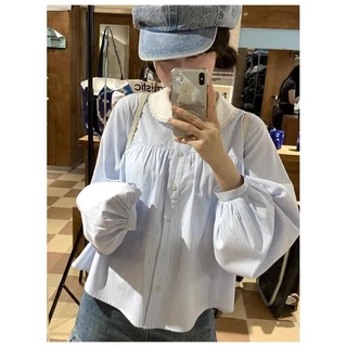 Shayne💛เสื้อเชิ้ต แขนยาว แถบ แฟชั่นสไตล์เรียบง่าย เวอร์ชั่นเกาหลี จัดส่งภายใน 24 ชั่วโมง