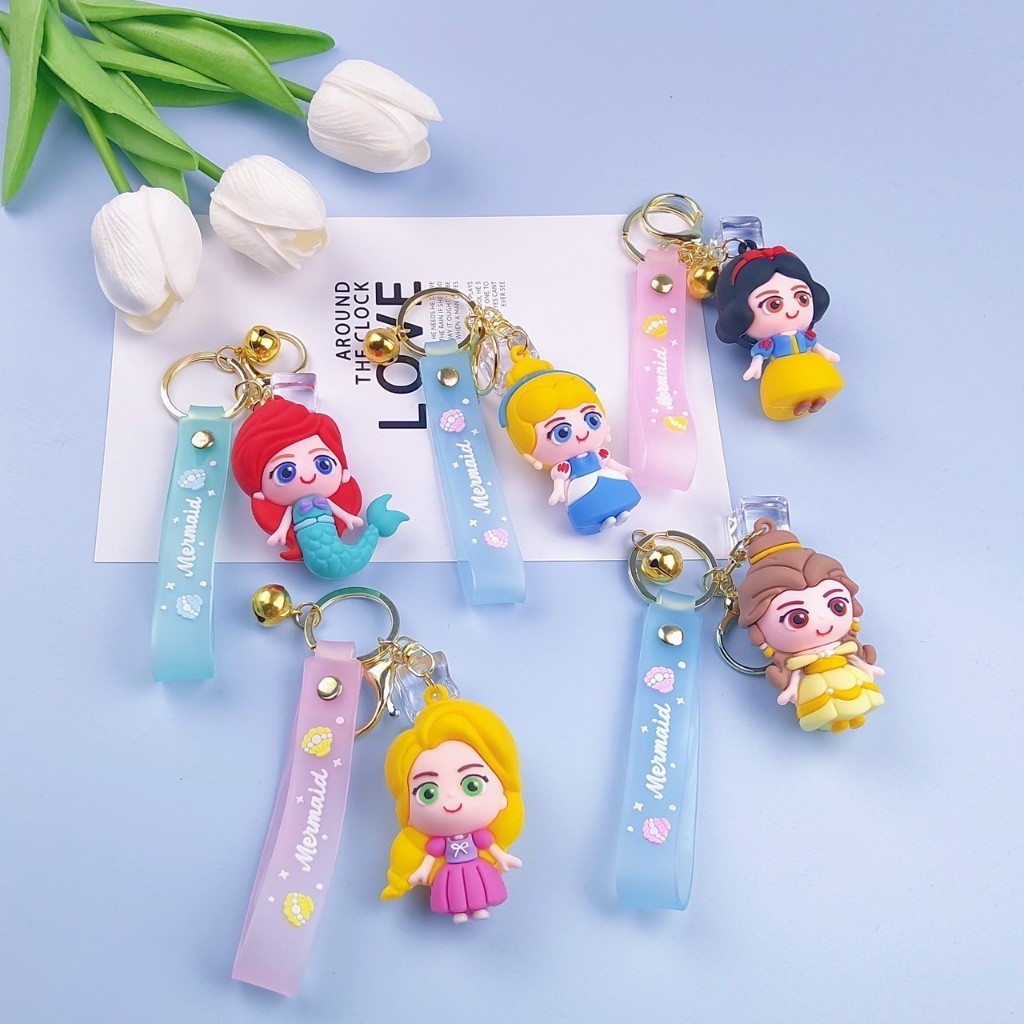YS215 พวงกุญแจเงือกน้อย เจ้าหญิง PVC การ์ตูนน่ารัก พวงกุญแจ ห้อยกระเป๋า พร้อมส่ง