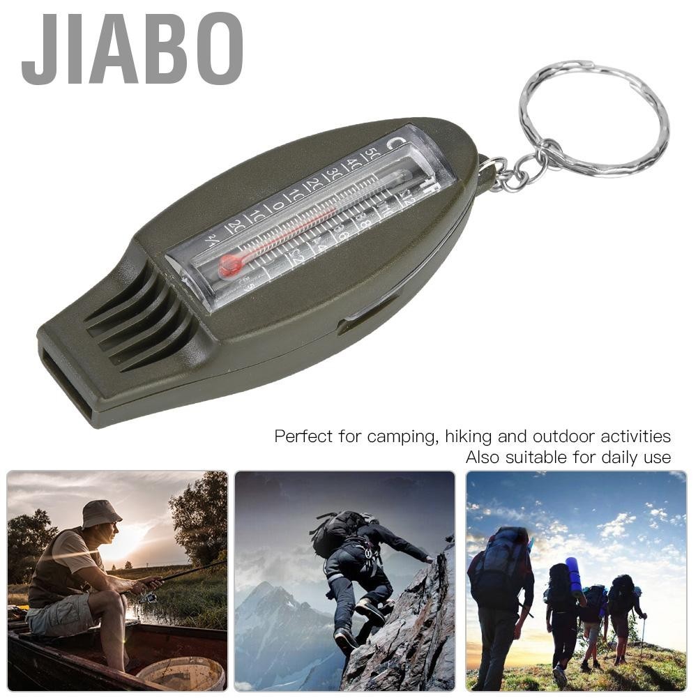 Jiabo 4 in 1 Whistle Multifunctional Outdoor Survival ปัจจุบันพร้อมเข็มทิศแว่นขยายเครื่องวัดอุณหภูมิสำหรับกิจกรรม Camping Hiking