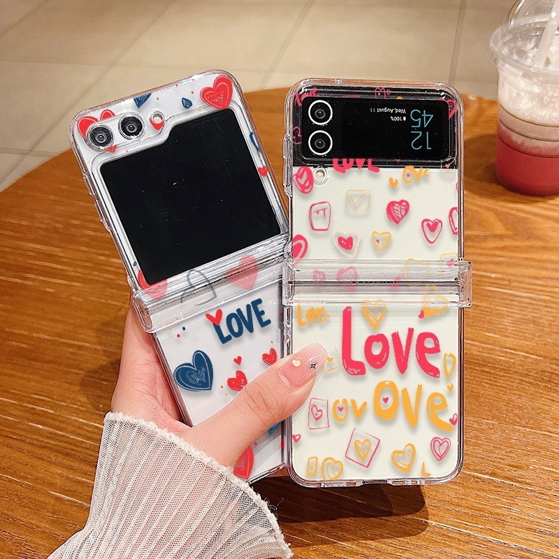 รูปแบบรักสําหรับโทรศัพท์ Samsung Z Flip 5 4 3 ซิลิโคนกันกระแทก Soft TPU ฝาหลังกรณี