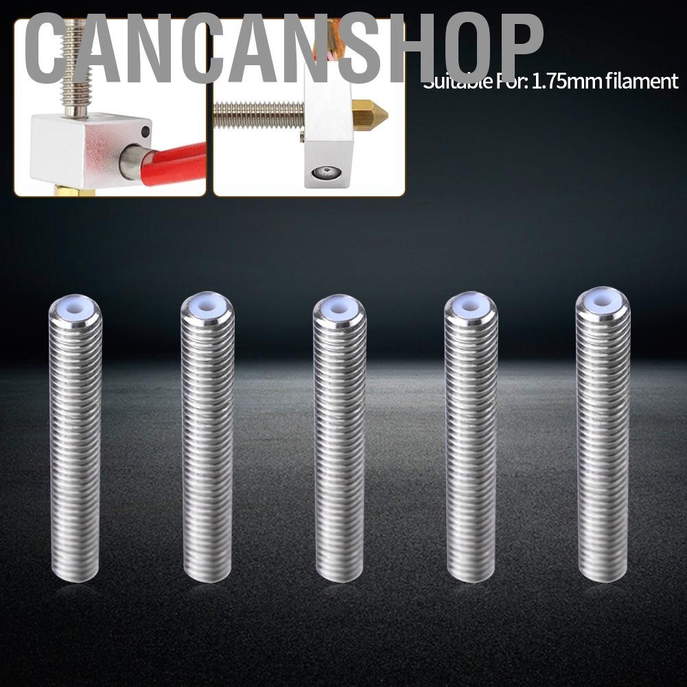 Cancanshop 5pcs หัวฉีดคอสแตนเลส M6 PTFE หลอดอุปกรณ์เสริมสำหรับเครื่องพิมพ์ 3D MK8 Extruder 1.75 มม.