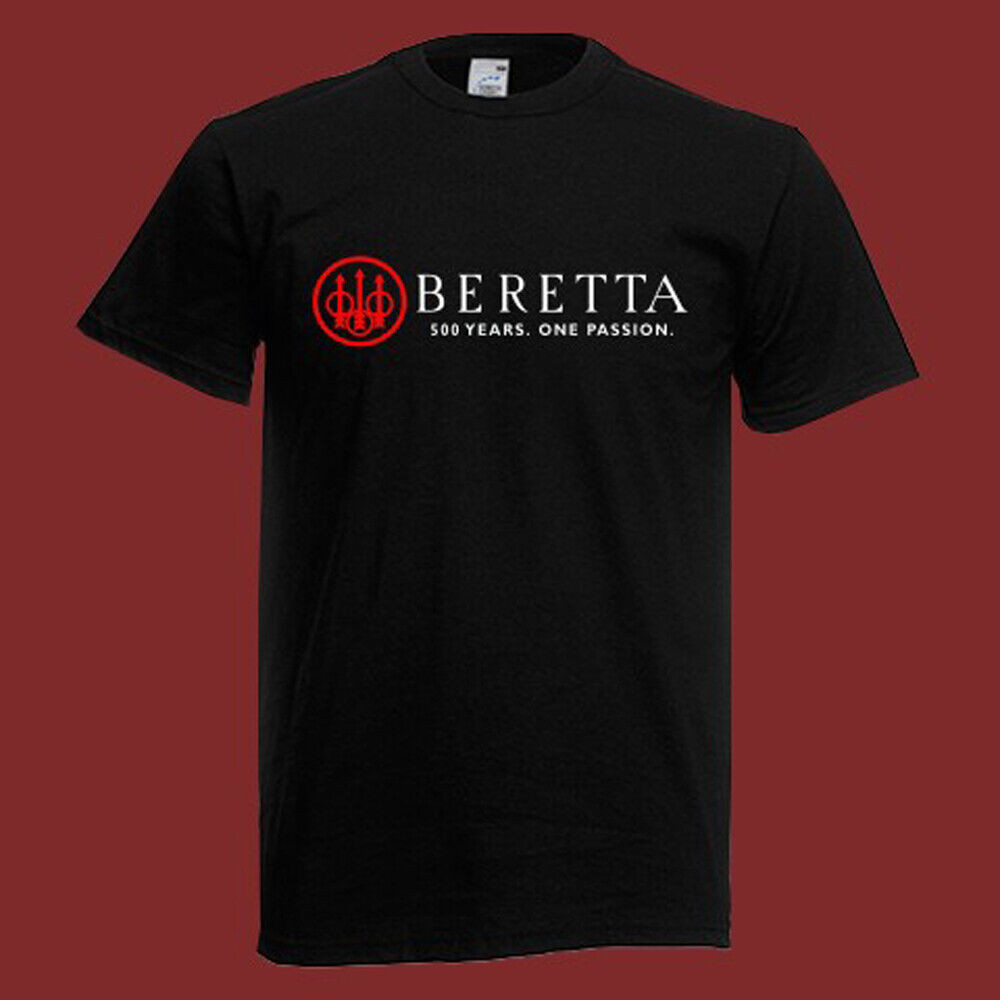 เสื้อยืดสีดําผู้ชาย Beretta Firearms Gun Red