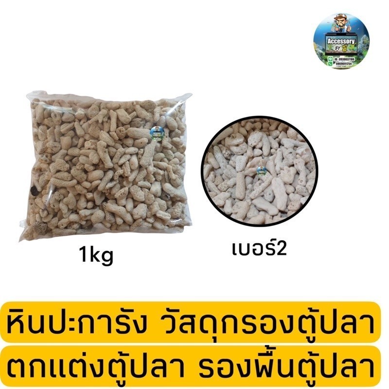 หินปะการังเบอร์2 วัสดุกรองตู้ปลา บ่อปลา ตกแต่งตู้ปลา รองพื้นตู้ปลา