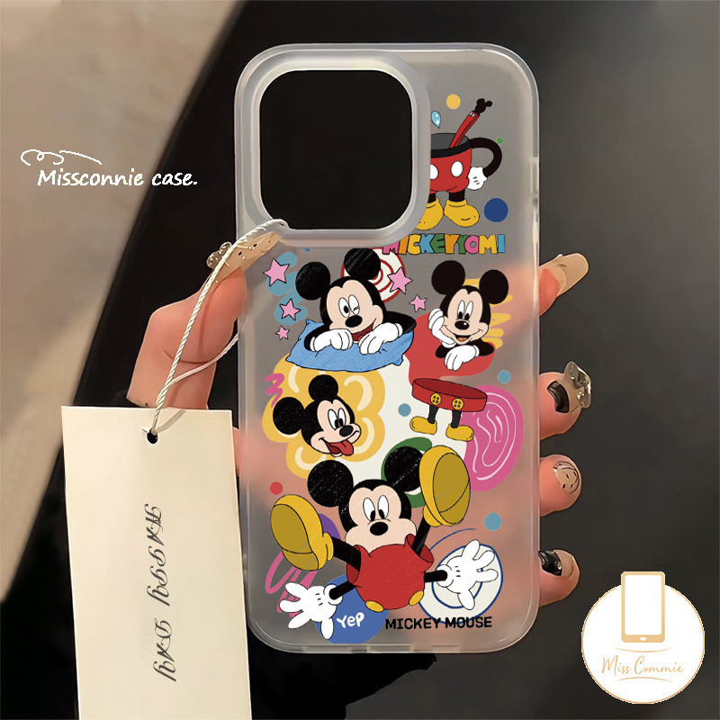 คู่น่ารักการ์ตูน Mickey Minnie Mouse เคสโทรศัพท์สําหรับ IPhone 11 XR 7Plus 8Plus 7 8 6 6S Plus 15 11 14 13 12 Pro Max X XS Max Creative Candy กันกระแทกปกอ่อน