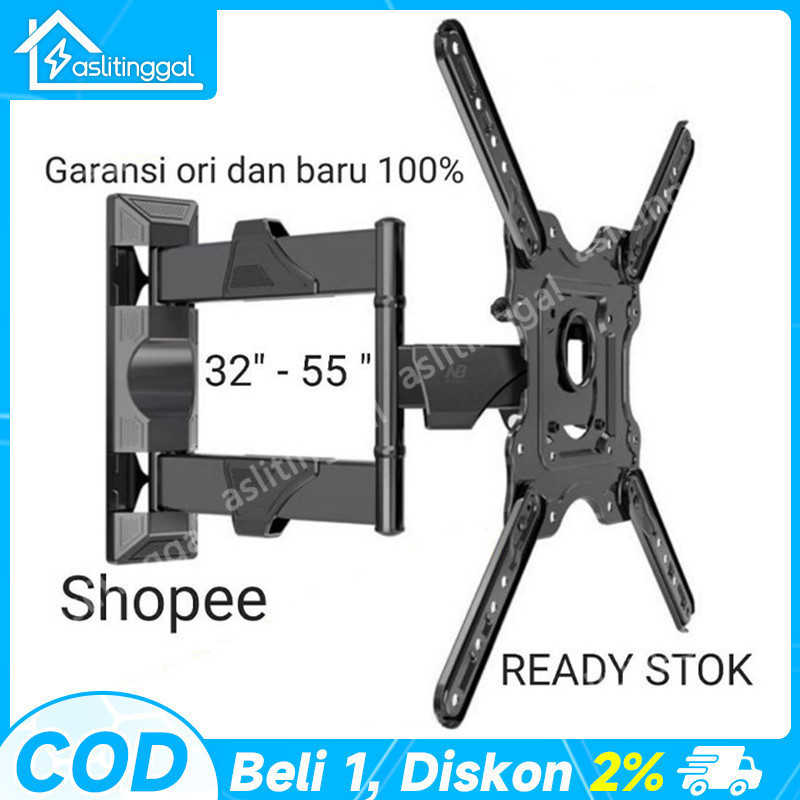 Gantungan Led LCD TV 32 40 43 55 50 42 49 นิ้วรับประกัน Fit 32-55 In 6 Way Universal TV Bracket TV B