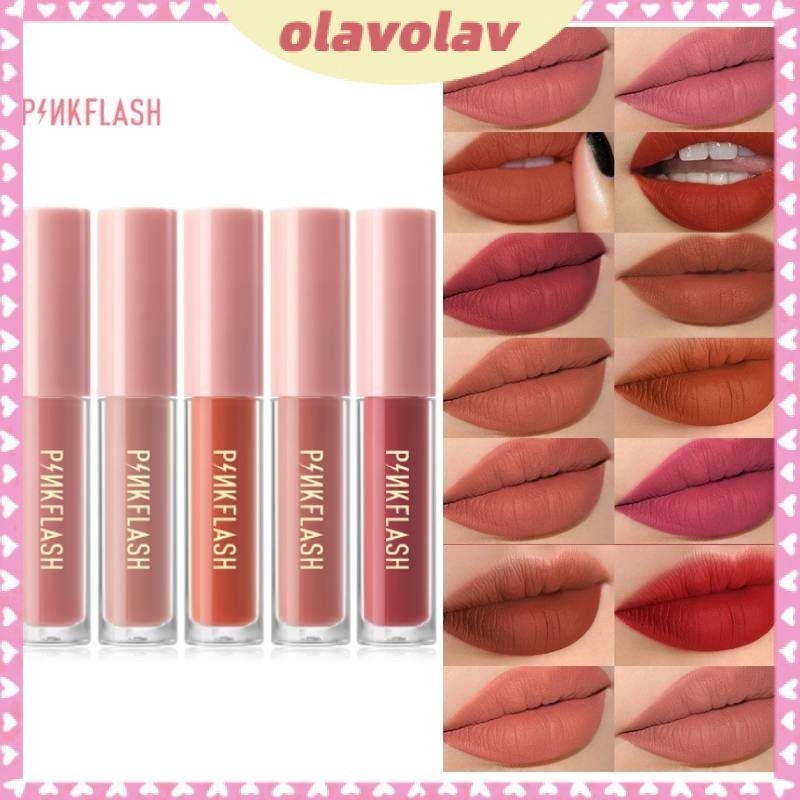 Pinkflash Ohmykiss Liquid ลิปสติก Soft Matte Velvet Lip Glaze Moisturizing Long olav