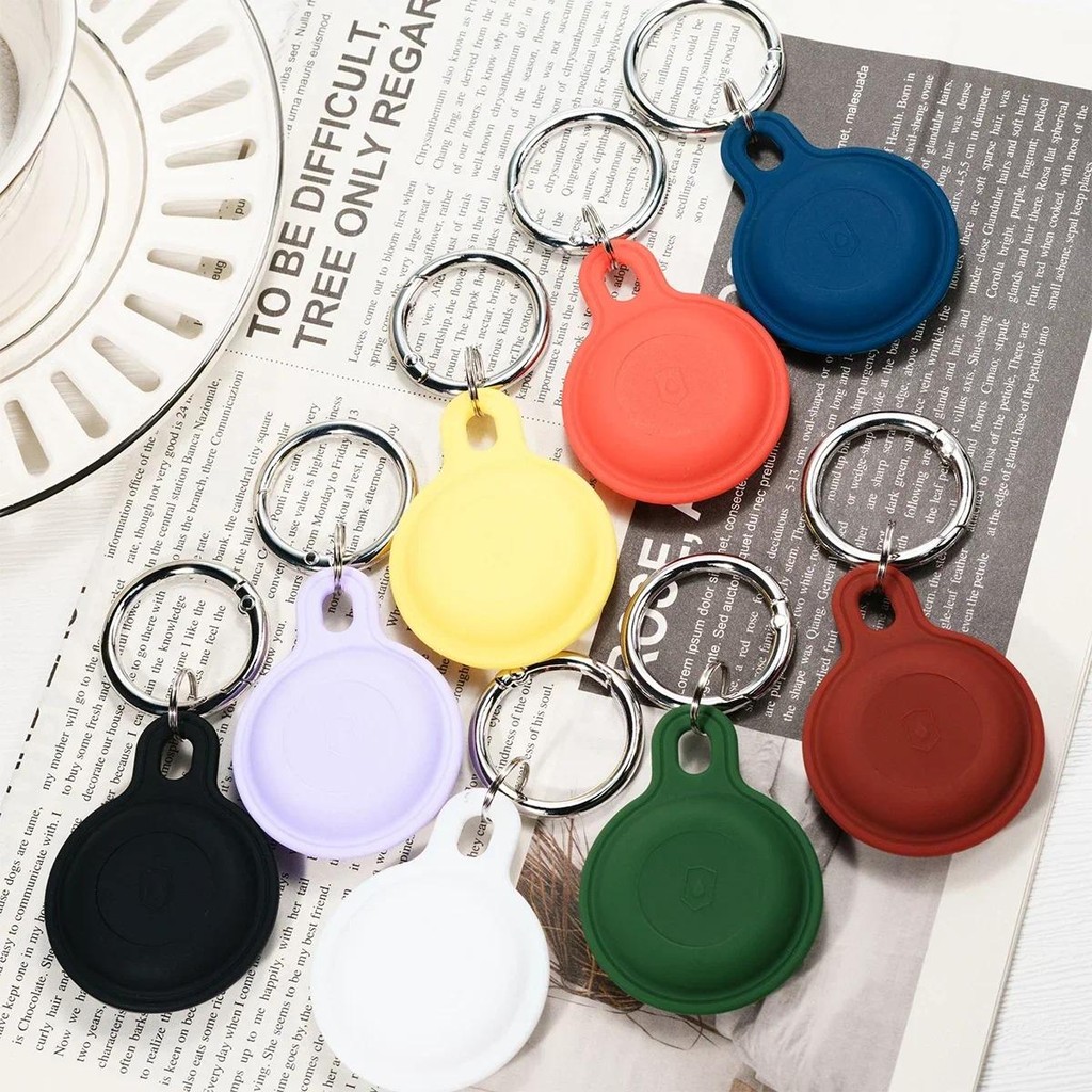 พวงกุญแจซิลิคอนสําหรับ Apple Airtags เคสฝาครอบป้องกัน 360° กันน้ํา AirTag Holder Tracker อุปกรณ์เสริม AirTag Case Key Ring