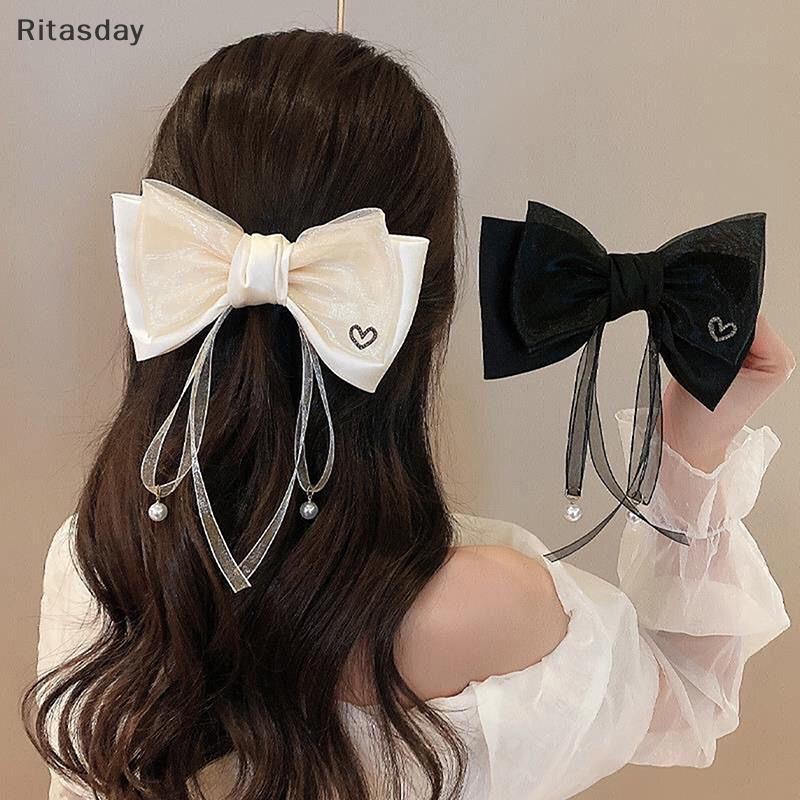 Ritasday แฟชั่นโบว์ริบบิ้น Barrette สําหรับผู้หญิงสาวโบว์ Hairpins งานแต่งงานอุปกรณ์เสริมผม Elegant อารมณ์คลิปผมของขวัญใหม่
