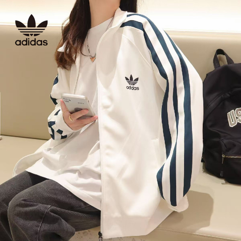 Adidas 100% Original Athletic Stand Collar Jacket สําหรับผู้ชายหลวมซิป Bomber Jackets