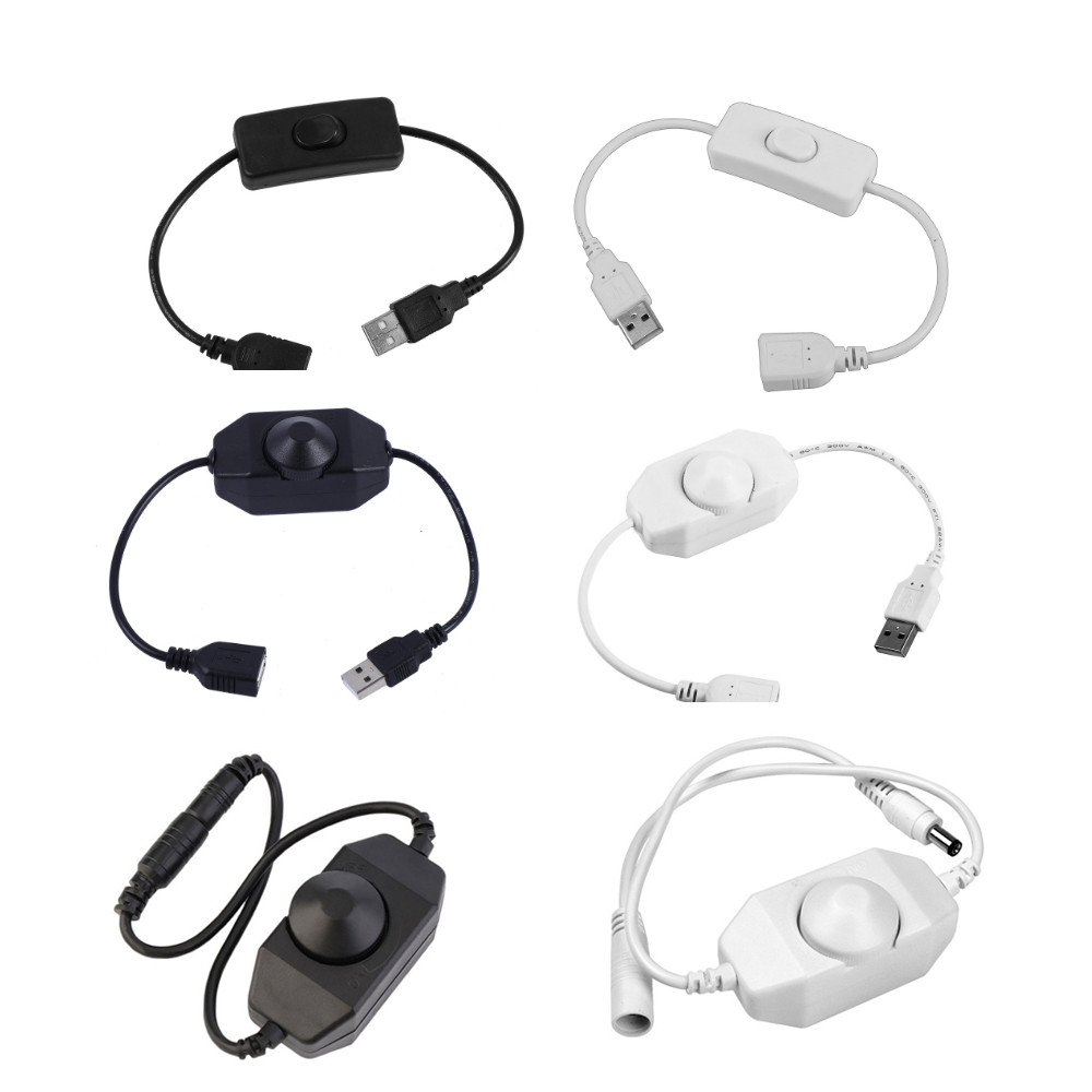 Led Knob Dimmer สวิตช์ USB 5V USB 12V 24V DC LED Dimmer อินไลน์ Dimming สวิทช์ ON OFF สําหรับสีเดียว LED Strip Light