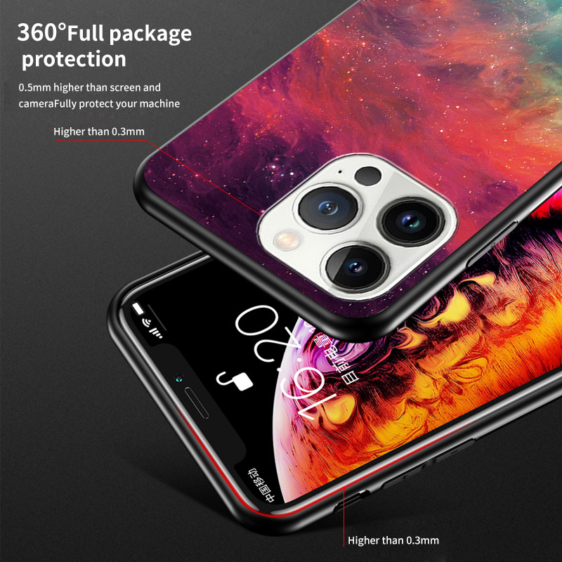 สําหรับ Apple IPhone 13, 13 Pro, 13 Pro Max, 13 Mini, 14, 14 Pro, 14 Pro Max, 14 Plus, เคสโทรศัพท์กระจก Starry Sky, คุณภาพสูงป้องกันการระเบิดฝาครอบป้องกัน ราคา ถูกที่สุด ดีลบีเคเค แกลเลอรีภาพที่ 6