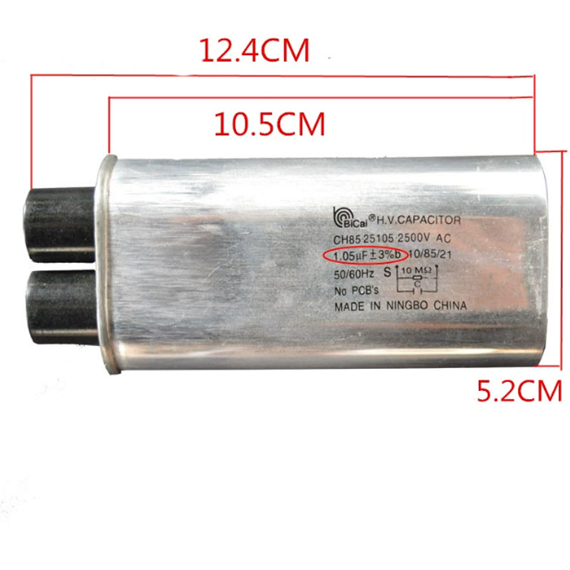 QSJZHY 2500V 1.05UF เตาอบไมโครเวฟ HV Capacitor เหมาะสําหรับ Galanz Midea Etc อุปกรณ์เสริมชิ้นส่วนควา