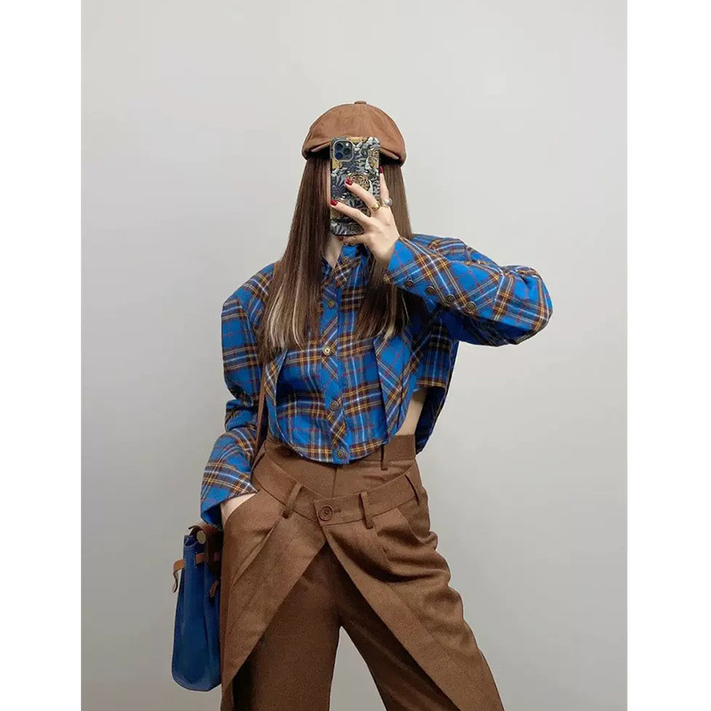 ขายร้อน! เสื้อเชิ้ต F&X Unique [2488 คนสะสม] เสื้อเชิ้ตลายตารางสำหรับผู้หญิง 2025 ฤดูใบไม้ผลิ ดีไซน์ใหม่ สไตล์ฝรั่งเศส เสื้อเชิ้ตแขนยาวเก๋ไก๋ สไตล์เรโทร ใช้งานได้หลากหลาย