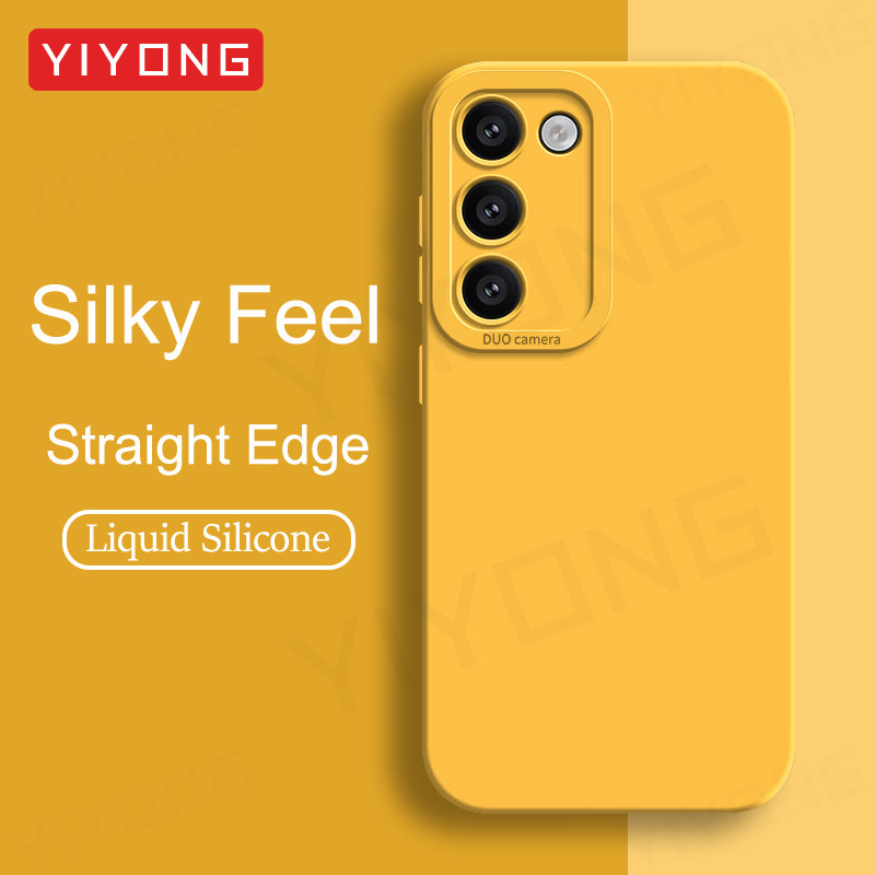 YIYONG เคสซิลิโคนเหลว ทรงสี่เหลี่ยม สําหรับ Samsung Galaxy S23/S22/S24/S25/Ultra/S22+/S23+/S24+/S25+