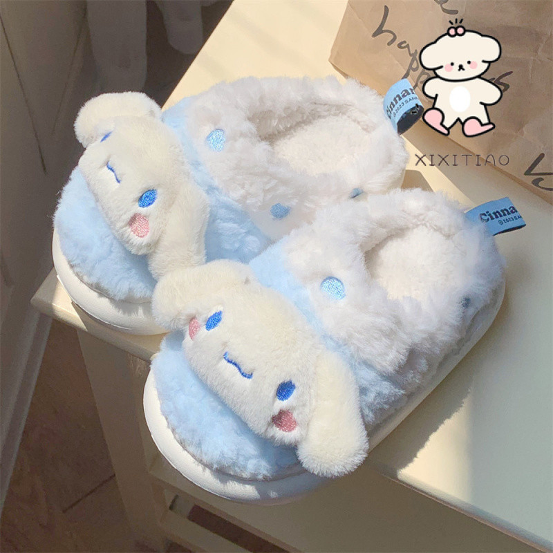 Xitiao Sanrio Hello Kitty รองเท้าแตะผ้าฝ้ายอุ่นตุ๊กตานักเรียนหญิงบ้านห้องนอนนุ่มสบายแต่เพียงผู้เดียว