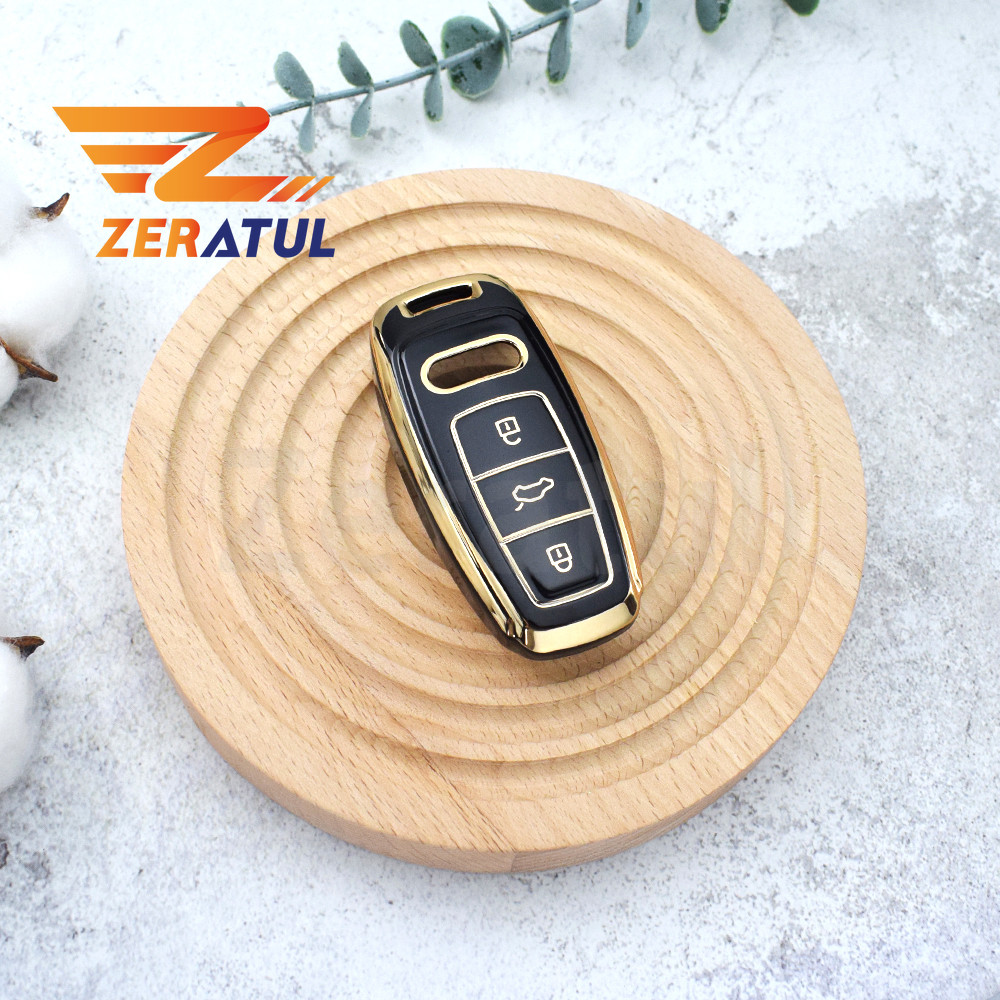 Golden Edge TPU รถ Remote Key สําหรับ Audi A6 A7 A8 E-tron Q5 Q8 C8 D5 Keyless Fob ผู้ถือ Protector 