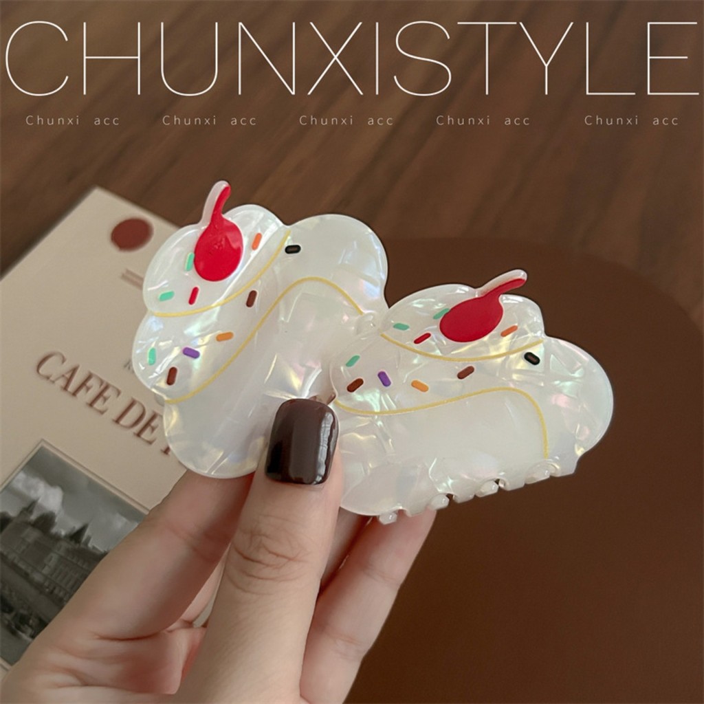 ✨✨✨ส่งฟรี ✨✨✨Ins สาวเกาหลีครีมเค้กคลิปฉลามอารมณ์หวานกิ๊บเรียบง่าย Barrette ผู้หญิงแฟชั่น Retro Accessiies - รูปที่ 6