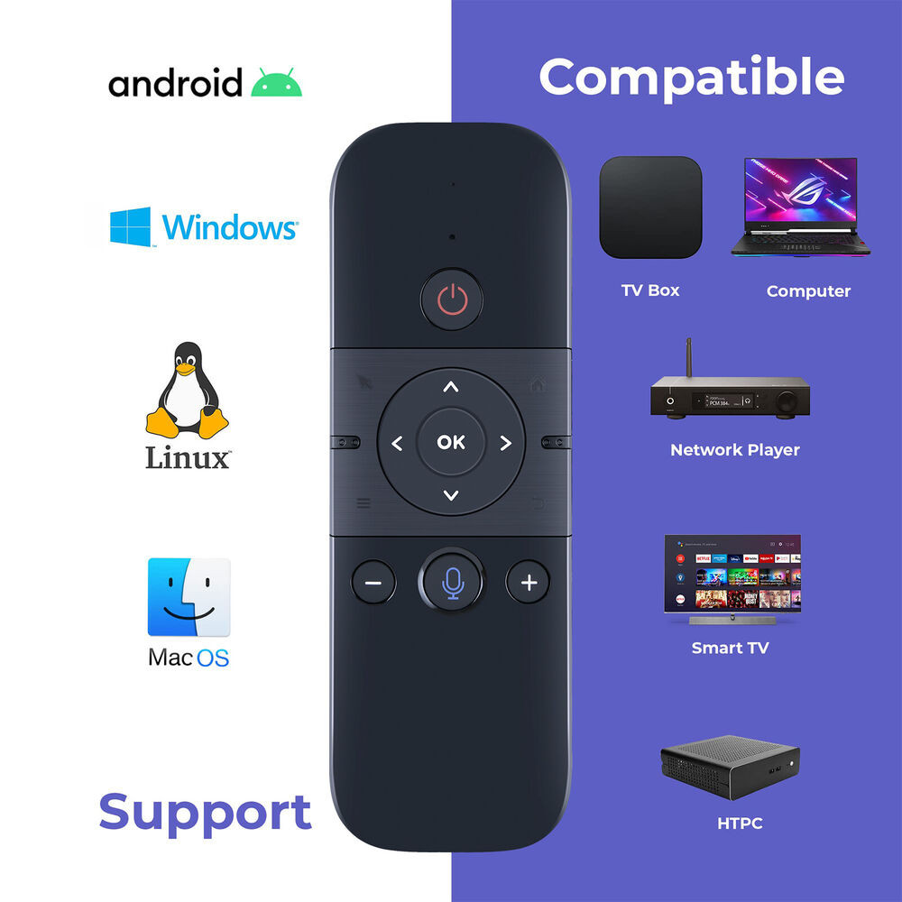 M8 Air Mouse Google Voice รีโมทคอนโทรลพร้อมคีย์บอร์ดไร้สายขนาดเล็ก 2.4G