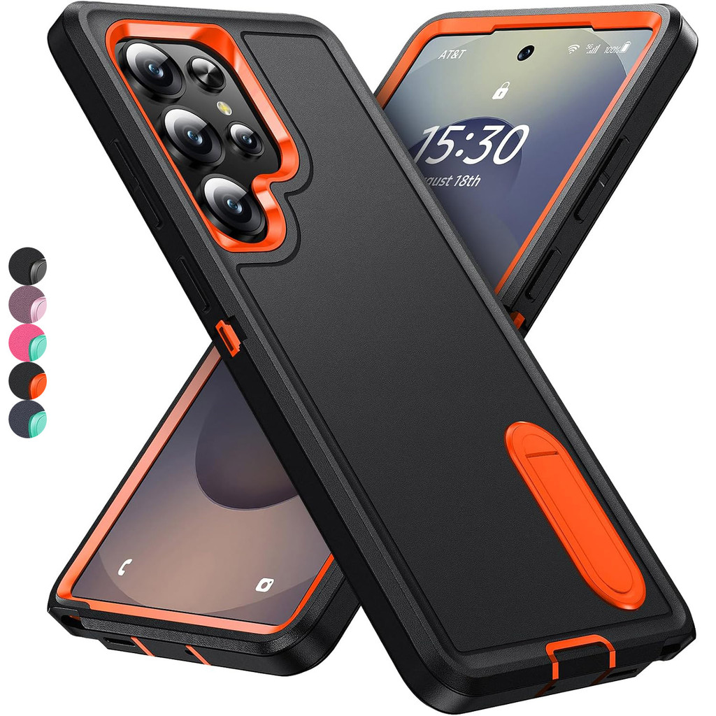 SAMSUNG สําหรับsamsung Galaxy S25 S24 S23 Ultra S22 Plus S23 FE A06 A16 A26 A36 A56 A15 A14 A54 4G-5GกรณีWในตัวKickstand,กันกระแทก/กันฝุ่น/Drop Proofทหารเกรดฝาครอบป้องกัน