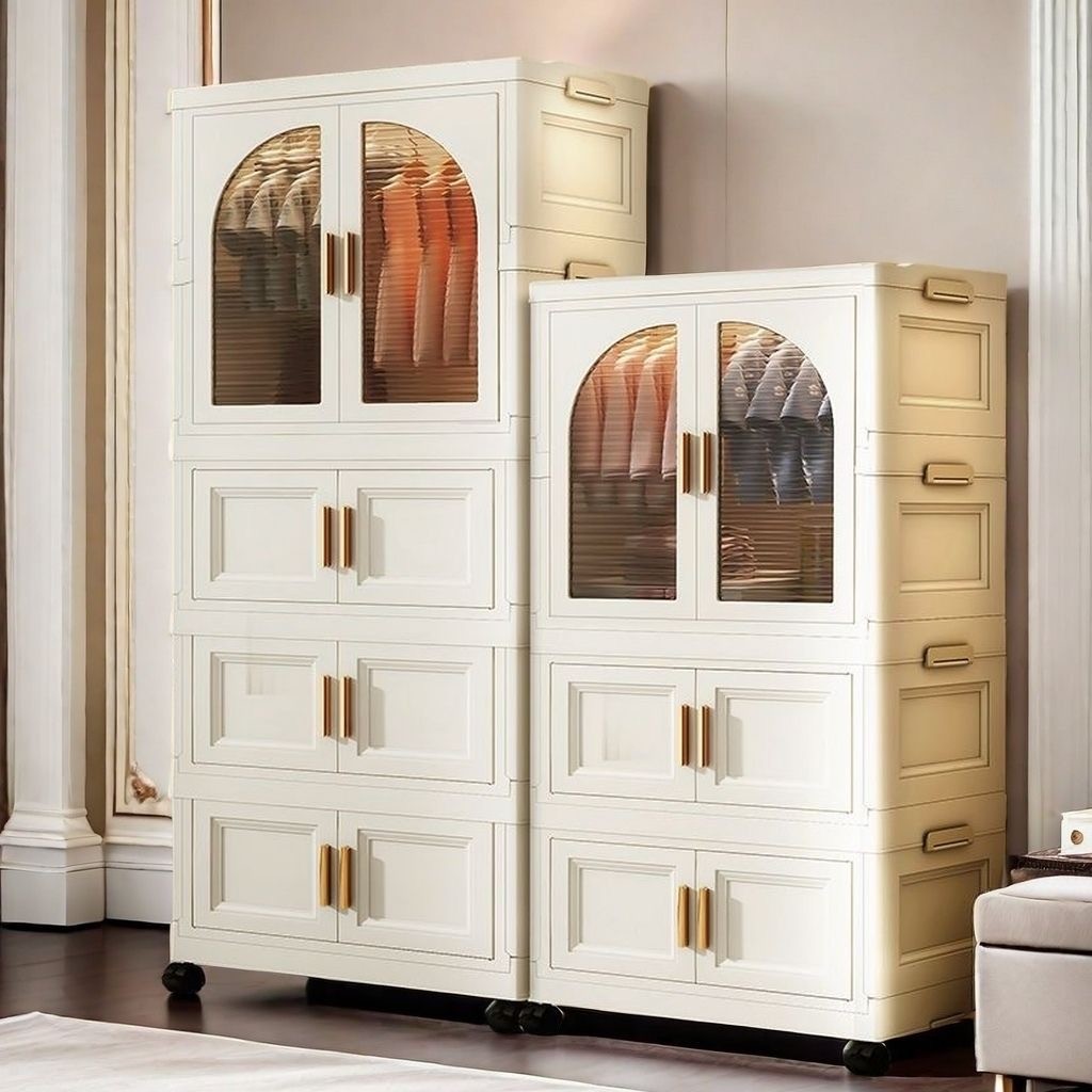 Ubear ตู้เก็บของ มีล้อ ความจุ กล่องเก็บของ พับเก็บได้ กล่ใส่ข ตู้เสื้อผ้า หลายระดับ ชั้น ตู้เก็บของ 