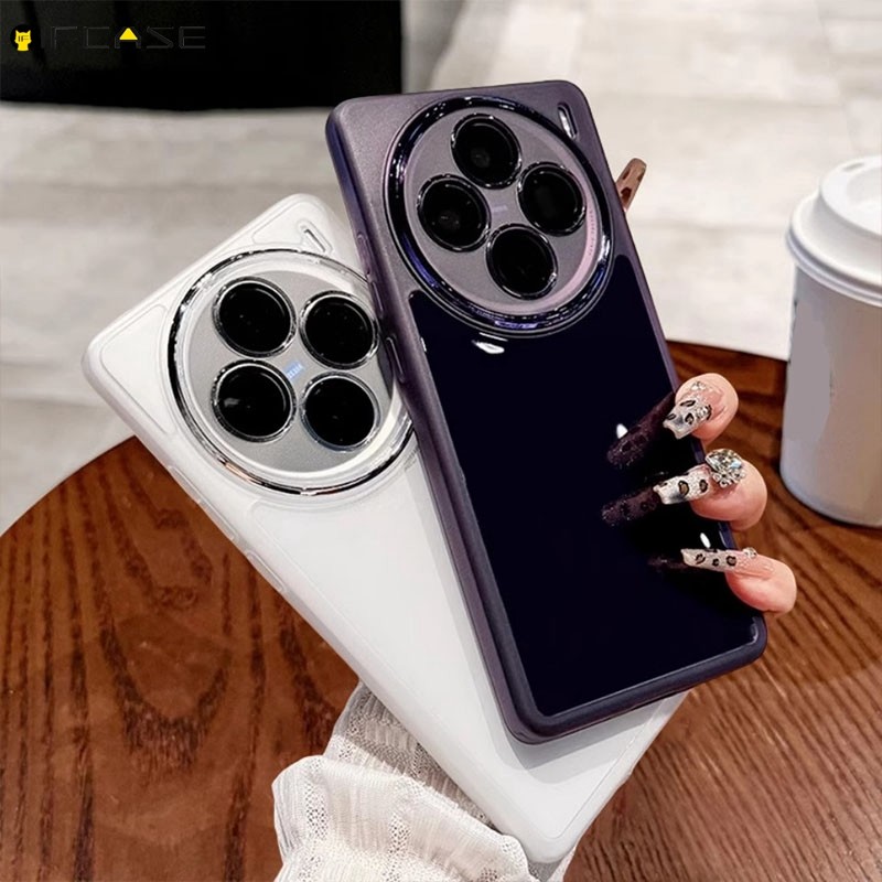 สําหรับ Vivo X200 X100 X100s X90 X80 X70 X50 Pro Plus Mini Ultra X90s X60 X27 เคสโทรศัพท์พร้อมกล้องเลนส์ฟิล์มปกป้อง Matte ธุรกิจโปร่งใสนุ่มกรณีปกหลัง