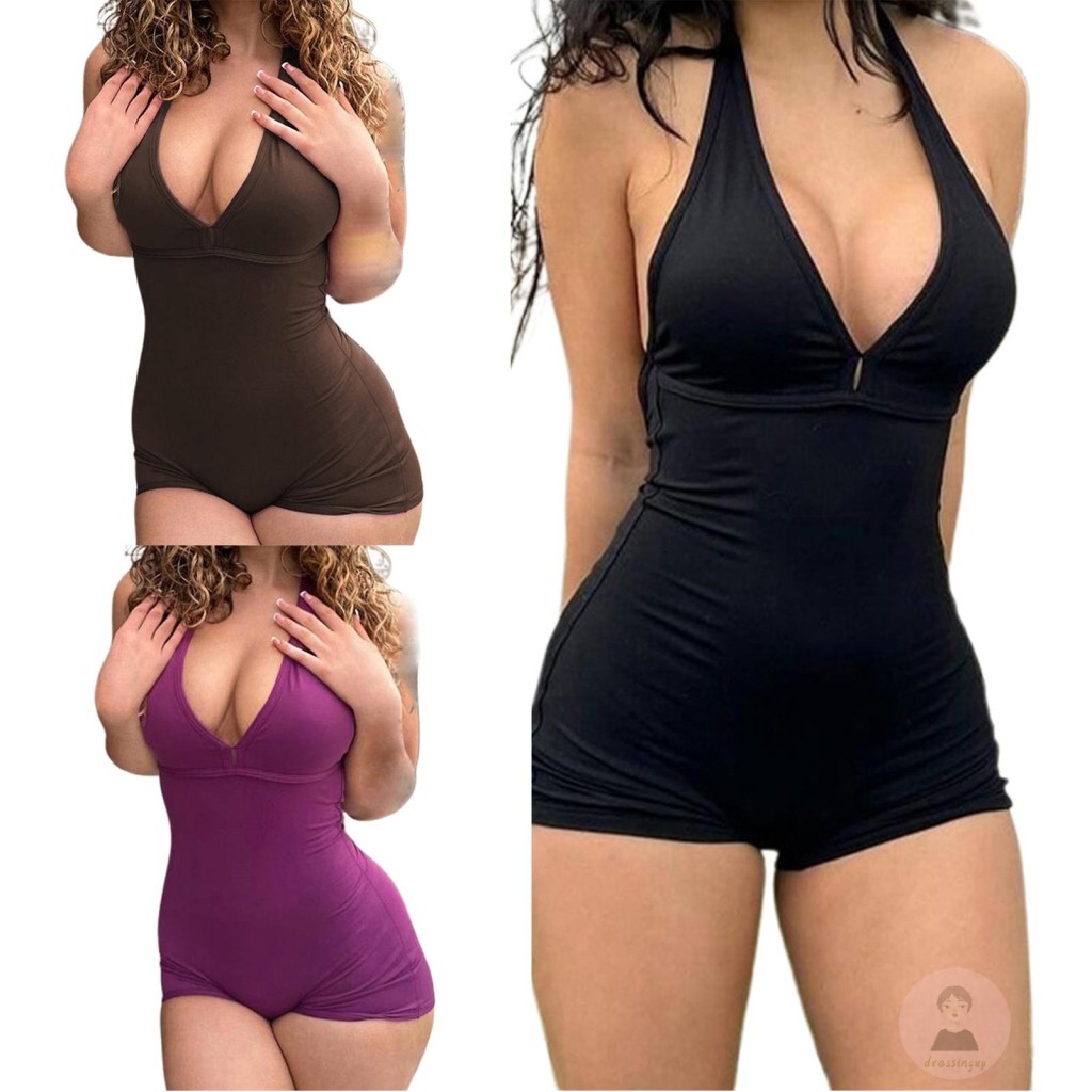 Dre-ชุดเพลย์สูทแขนกุดแขนกุดเว้าหลัง Scrunch Butt Biker Playsuit - รูปที่ 6