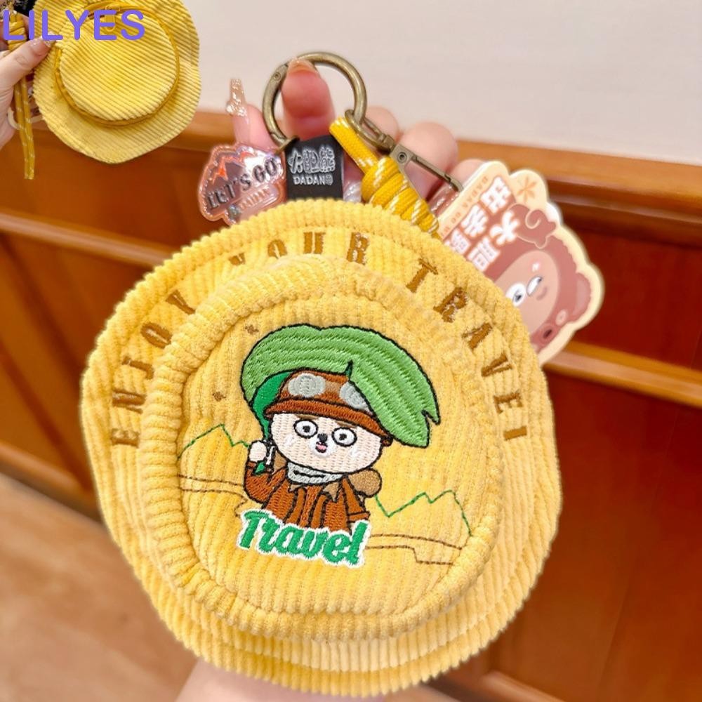 Lilyes Dadan Bear Coin Purse Wallet, Bucket Hat Corduroy Dadan Go Wild Plush Purse Bag, Funny Card H