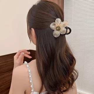 กิ๊บติดผมสําหรับผู้หญิงแฟชั่นเกาหลีใหม่อารมณ์ที่สวยงามตาข่ายผมหางม้าสูงดอกไม้กิ๊บหนีบขนาดเล็กเครื่องประดับผม