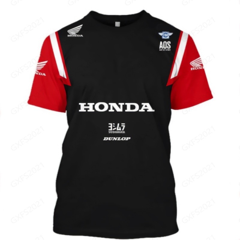 โลโก้ Honda ผู้ชายฤดูร้อนขี่ Essential แขนสั้น 3D พิมพ์เสื้อยืดกีฬากลางแจ้ง Quick Dry Rally Racers เสื้อยืด Oversize เสื้อยืด