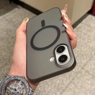 Hard Clear Magnetic Matte เคส for IPhone 11 14 13 15 16 17 Pro Max Air 12 13promax 15promax 16promax เคสโทรศัพท์มือถือ