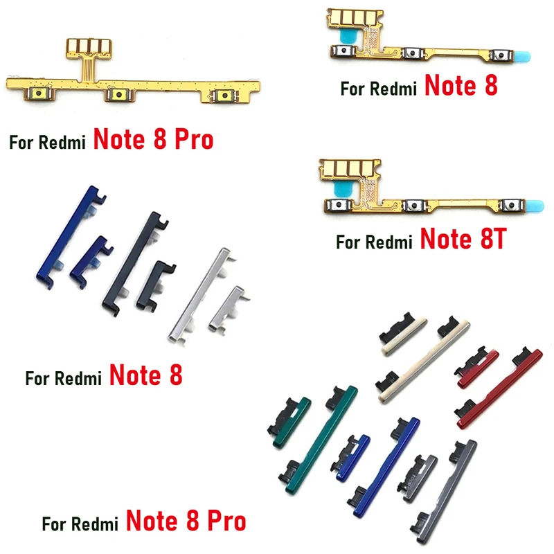 ใหม่ด้านข้าง Power Key + ปุ่มปรับระดับเสียง ON OFF Up Down สําหรับ Xiaomi Redmi หมายเหตุ 8 8T 8 Pro Power Volume Flex Cables อะไหล่ซ่อม
