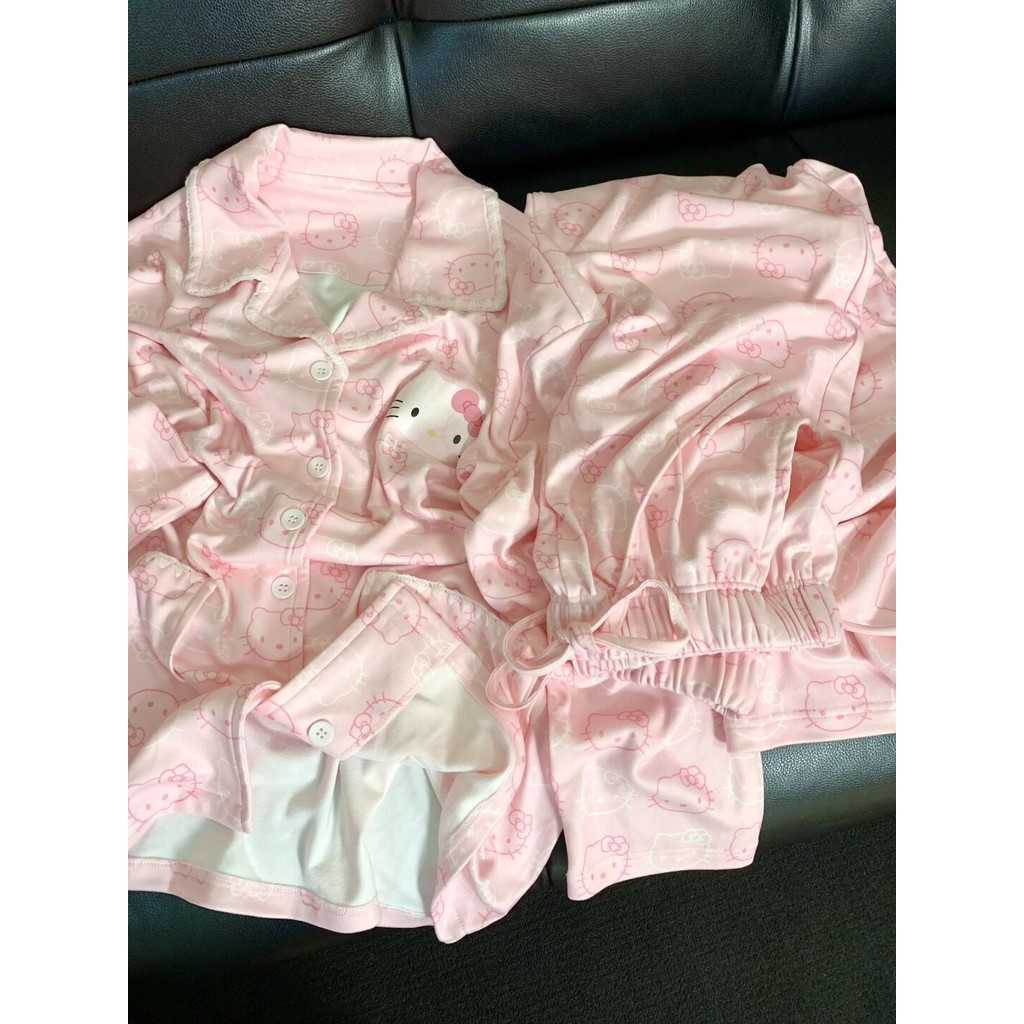 ชุดนอนผู้หญิงฤดูหนาวเยอรมันกํามะหยี่สีชมพูพิมพ์เต็มคิตตี้ซับขนแกะเพิ่มความหนาให้อบอุ่นสามารถสวมใส่นอกบ้านสูท - รูปที่ 6