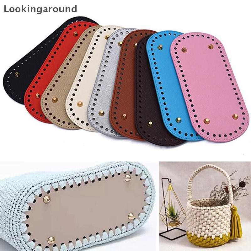 [LO] 22*10 ซม.ด้านล่างยาวสําหรับถักกระเป๋า PU หนังกระเป๋าฐาน Handmade ด้านล่างมีรู Diy โครเชต์กระเป๋าด้านล่างอุปกรณ์เสริม TH