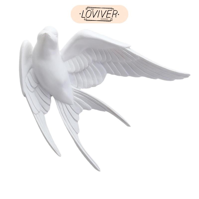 LOVIVER นกเรซินสีขาวตกแต่งผนังนกนางแอ่นนอร์ดิกแขวนประติมากรรมผนังภาพจิตรกรรมฝาผนัง, ห้องนอน, ห้อง - รูปที่ 5