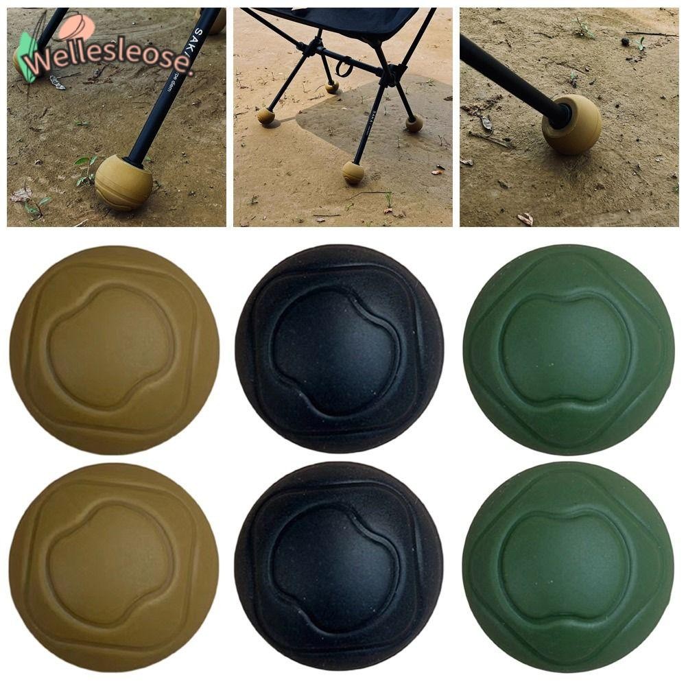 Welle 1/4 ชิ้นขาป้องกัน,สวมใส่ Anti-sag Moon เก้าอี้ขาครอบคลุม, Universal Camping เก้าอี้อุปกรณ์เสริมที่ถอดออกได้ Anti-slip Ball เท้าครอบคลุม