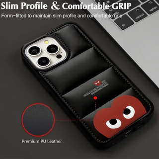 คลาสสิก CPLAY การ์ตูน LOVE Graffiti Label Hard Shell Down Jacket เคสโทรศัพท์เหมาะสําหรับ IPhone17 16 16P 16PM 16P 15 15P 15PM 14 14 14P 13 13P 13PM 12 12PM 11 11P 11P 11PM X XR 8 7P