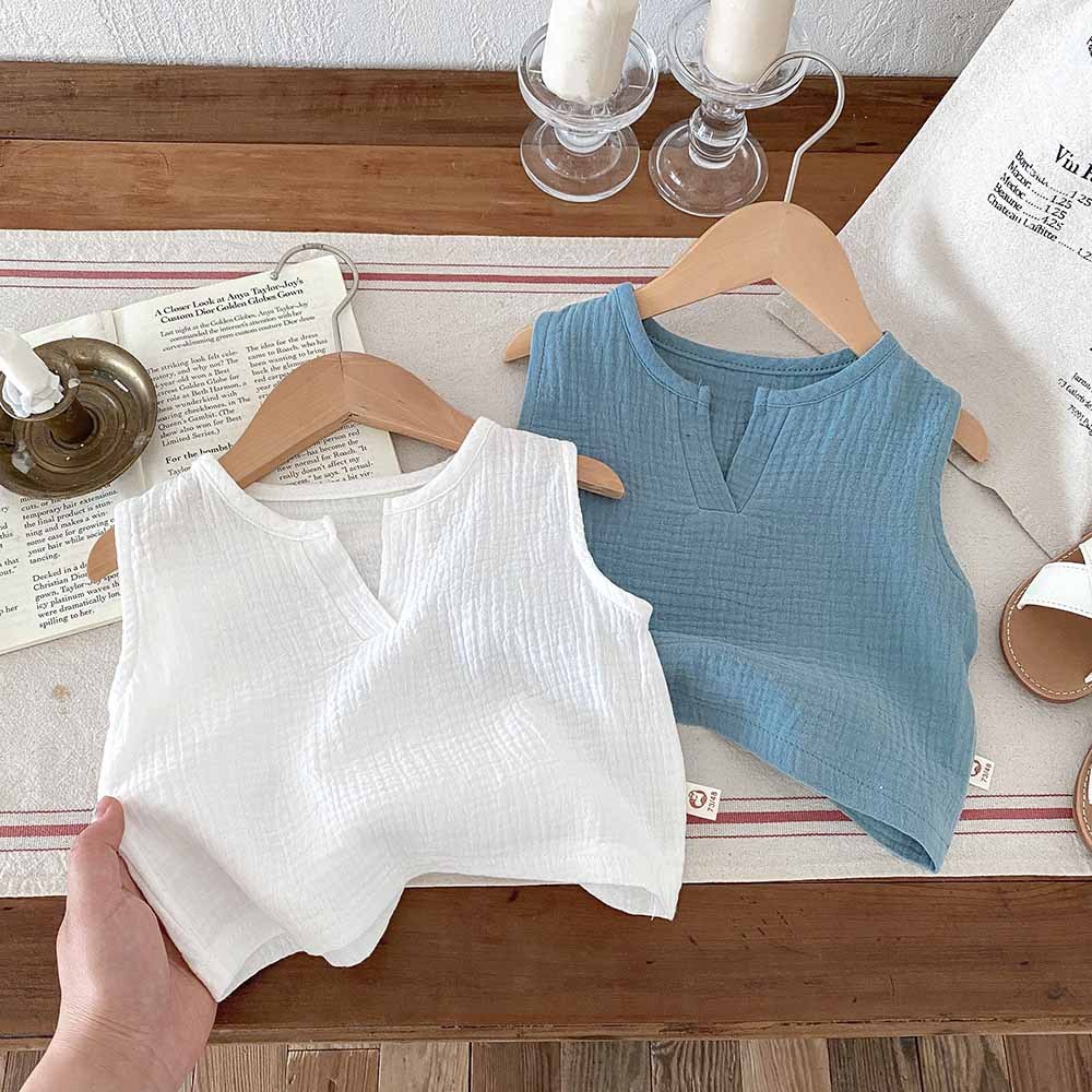 เสื้อกั๊กฤดูร้อนสำหรับเด็กชายและเด็กหญิง สีพื้น เสื้อผ้าอเนกประสงค์ เหมาะกับเด็ก